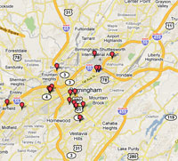 Map of New Deal Projects in Jefferson County, Alabama